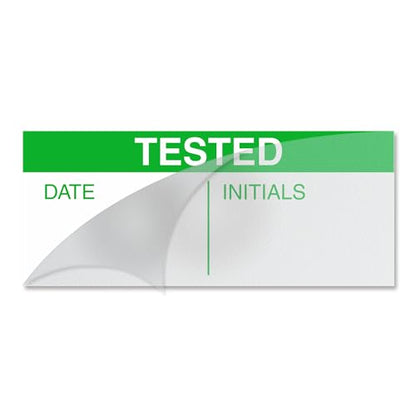 SmartSign Tested Self-Laminating Calibration Labels - Pack of 140, Polyester with Clear Flap, 0.625 x 1.5 inch, Protect Your Writing, Screen Printed, Green and White, Made in USA