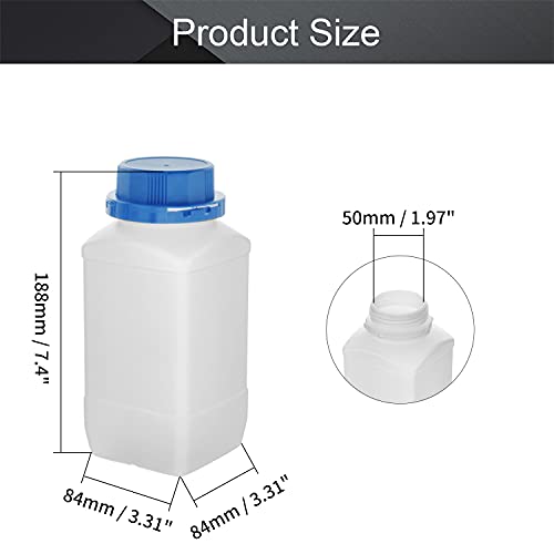 Othmro 2Pcs 34oz Plastic Bottles - 1000ml Wide Mouth Square Bottles with Blue Anti-theft Cap for Lab, Chemical Reagent, Food Stores - color: 2Pcs 33oz Blue
