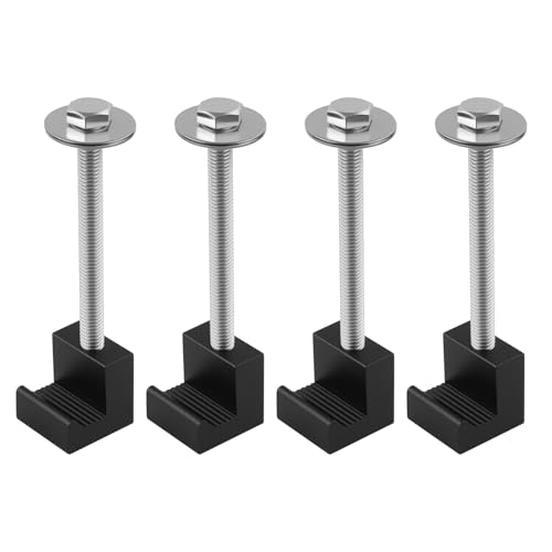 4PCS Truck Tool Box Mounting Kit,Aluminum Alloy Tool Box Mount J Hook Crossover Tie Downs,Universal Truck Accessories Pickup Toolbox Rail Mounting Kit for Fix Tool Boxes (Black)