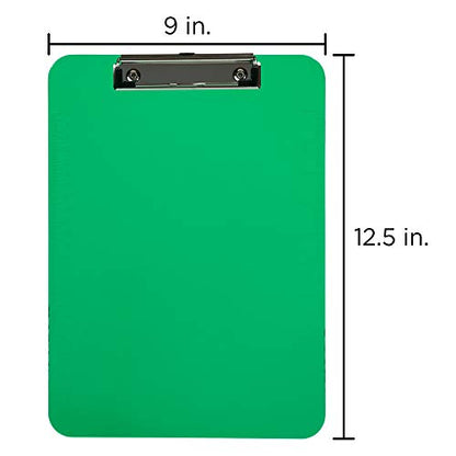 JAM PAPER Plastic Clipboards with Low Profile Metal Clip - Letter Size (9 x 12.5) - Green - Clip Board Sold Individually - color: Green, size: Single Clipboards