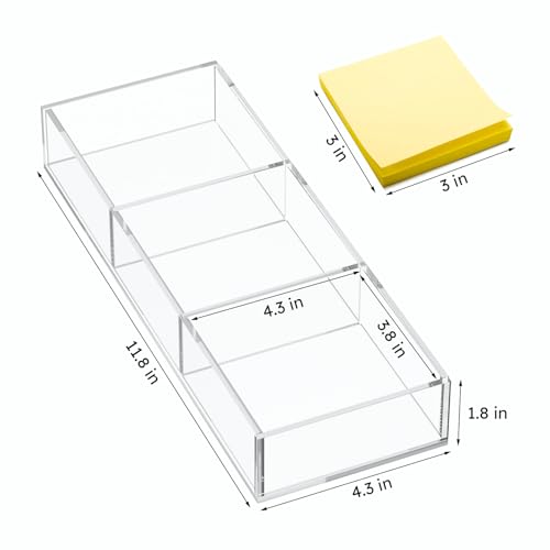 HIIMIEI 3 Section Acrylic Drawer Organizer Tray - size: 4'' x 12''