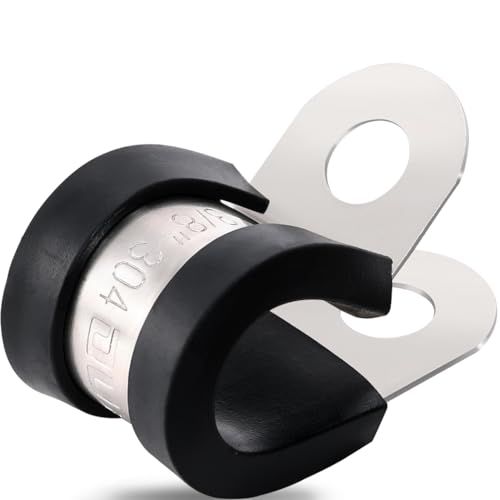 OURU 3/8 Inch Cable Clamps, Rubber Coated Insulated Clamps, 100pcs, 10mm - size: 100 PCS - 3/8 Inch
