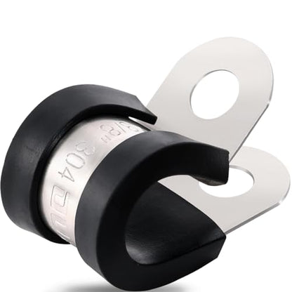 OURU 3/8 Inch Cable Clamps, Rubber Coated Insulated Clamps, 100pcs, 10mm - size: 100 PCS - 3/8 Inch