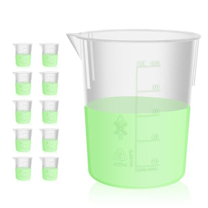Utile 10 Pcs Plastic Beaker Set with spout of Vol.100ml, Plastic Measuring Beaker For Lab Science with Molded Graduations, 4081.0100.10 - style: 10pcs of Vol.100ml, Molded Graduations