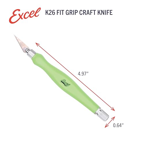 Excel Blades #11 Blade Fit Grip Craft Knife, Rubber Grip, Green - color: Green