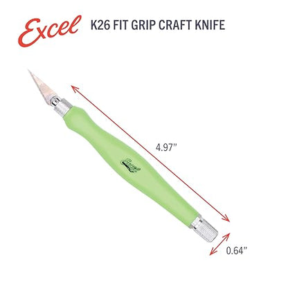 Excel Blades #11 Blade Fit Grip Craft Knife, Rubber Grip, Green - color: Green