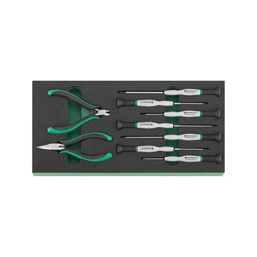 Stahlwille TCS 7 821/9 Electronics Screwdriver and Pliers Set in Foam Inlay, 10 Pieces