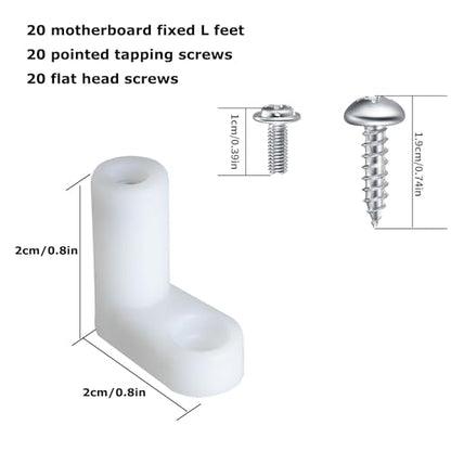 MEETOOT 20PCS Circuit Board Standoff Mounting Hardware PCB Board Mounting Leg White Game Console Motherboard Fixing Plastic Leg for Arcade Game Board and Video Board