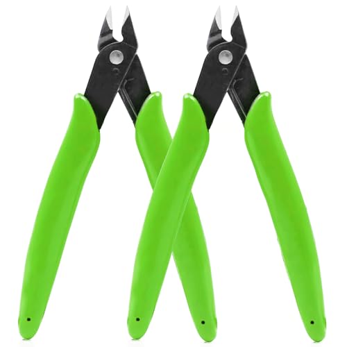 Micro Wire Cutters Precision Flush Cutter Pliers for Jewelry Making Electronics Craft 5 Inch Mini Side Cutting Nippers for Zip Ties Plastic Models and Hobby Projects 2PCS Green