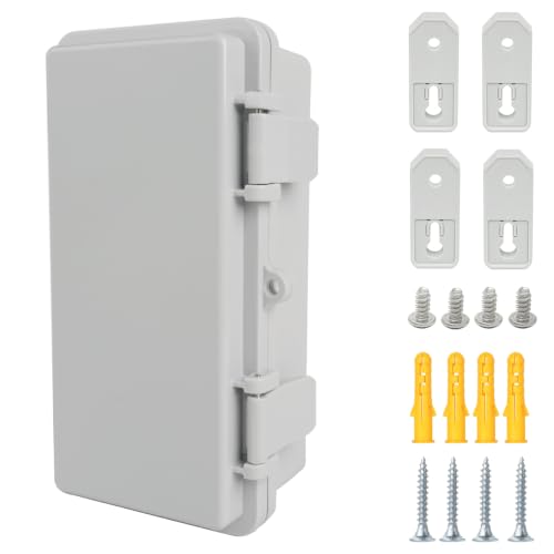 Junction Box, Hinged Grey Cover IP67 Waterproof ABS Project Box with Mounting Plate Electrical Box Enclosure with Wall Bracket 7.9 x 3.9 x 2.8inch(200x100x70mm) - color: Grey, size: 7.9"x3.9"x2.8"
