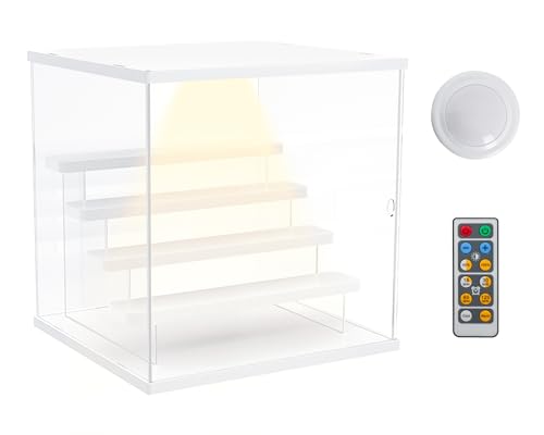 Acrylic Display Case for Collectibles, 5 Tier Figure Display Box with Door - color: White