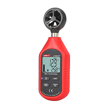 UNI-T Digital Anemometer UT363BT Handheld Wind Speed Meter Wind Chill Air Temperature Gauge -14° ~122°F /-10°C~50°C for HVAC Shooting Drone with LCD Backlit Max/Avg Data Hold - size: UT363BT