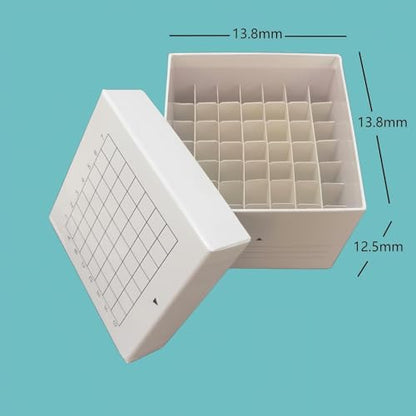 49-Well Storage Box for Lab Samples, Low Temperature Freezer Box for 10/15ml Tubes, Vials, Cryovials, Waterproof,White 2pcs(10/15ml-49) - size: 10/15ml-49