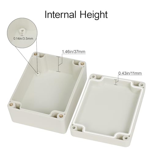 LeMotech Waterproof Dustproof IP65 ABS Plastic Junction Box Universal Electric Project Enclosure Pale Gray 4.5 x 3.5 x 2.1 inch (115 x 90 x 55 mm) - size: 4.5"x3.5"x2.1"