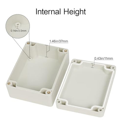LeMotech Waterproof Dustproof IP65 ABS Plastic Junction Box Universal Electric Project Enclosure Pale Gray 4.5 x 3.5 x 2.1 inch (115 x 90 x 55 mm) - size: 4.5"x3.5"x2.1"