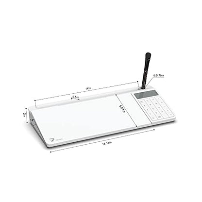 TOWON Glass Desk Whiteboard with Calculator 18x6 in, Desk Organizer, White - color: Cal White