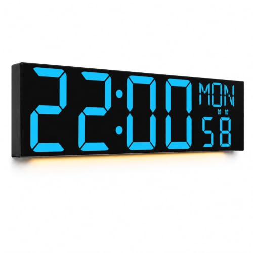 JALL 30" Giant Digital Wall Clock, Extra Large LED Clock with Remote, Huge Wall Clock with 7.3-inch Jumbo Numbers for Living Room, Gym, Blue - color: Blue, size: 30 inches