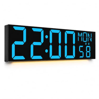 JALL 30" Giant Digital Wall Clock, Extra Large LED Clock with Remote, Huge Wall Clock with 7.3-inch Jumbo Numbers for Living Room, Gym, Blue - color: Blue, size: 30 inches