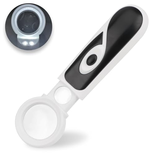 Rongon 8X & 20X Magnifying Glass with Light, Retractable Handheld Magnifier