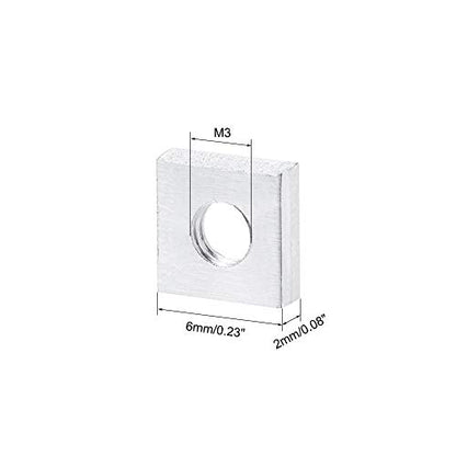 uxcell Square Nuts M3x6mmx2mm Zinc-Plated Metric Coarse Thread Assortment - size: M3x6mmx2mm