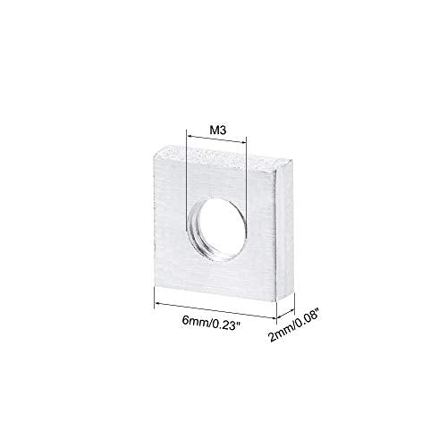 uxcell Square Nuts, M3x6mmx2mm Zinc-Plated Metric Coarse Thread Assortment Kit, 25 Pcs - size: M3x6mmx2mm