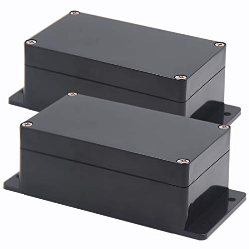 Zulkit Junction Box ABS Plastic Dustproof Waterproof IP65 Universal Electrical Boxes Project Enclosure with Fixed Ear Black 6.22 x 3.54 x 2.36 Inch (158 x 90 x 60mm)(Pack of 2) - size: 6.22'' x 3.54'' x 2.36''(Pack of 2)