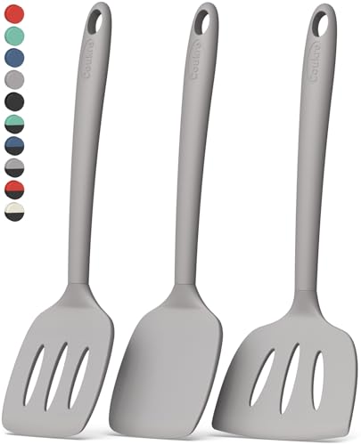 Coukre 3 Pack Silicone Spatula Set, Heat Resistant to 500°F, BPA-Free - color: PureGray
