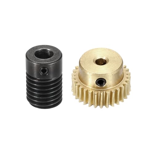 uxcell Worm Gear Set 30T 0.5 Mod 1:30 Brass Gear-3mmOD,1045 Steel Rod 6mmOD - size: Gear-3mm, Rod-6mm Bore, style: 0.5M-30T