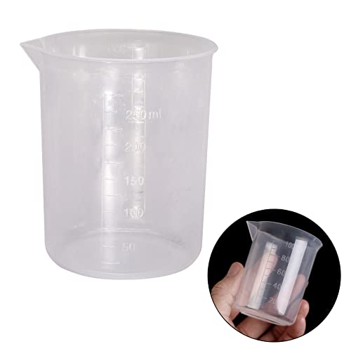 Waziaqoc 250ml-300ml Plastic Graduated Beaker, Transparent, 1 Pack - color: 1pc, size: 250-300 ml