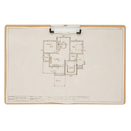 Juvale Clipboard - 11.5 x 17.4 in, Brown MDF, 4-Pack - Wood Clipboard Set with Low-Profile Metal Clip & Retractable Hook - Oversized & Portable for Drafting Board & Sketch Board Use - size: 17.4 x 11.5 Inches