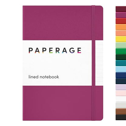 PAPERAGE Lined Journal Notebook, Hardcover Journal for Women & Men, 160 Pages, (5.6 in x 8 in), College Ruled Journaling Notebook for Work, School Supplies & Note Taking, (Raspberry) - color: Raspberry, style: A. Lined