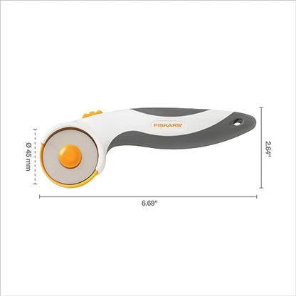 Fiskars 45mm Curved Stick Titanium Rotary Cutter for Fabric & Sewing - color: White, size: 45mm