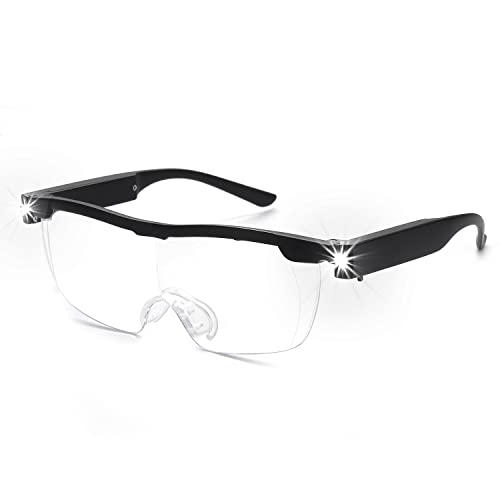 OKH 160% Magnifying Glasses with Light, Rechargeable LED Lighted Magnification Eyeglasses, Bright Sight Hands Free Magnifier Glasses for Close Work, Craft, Jewellers, Reading, Hobby - color: Not Anti-blue Light (Pack of 1), size: 1.6x
