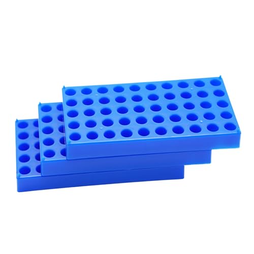 3 Pcs Vial Rack, 50 Holes for 2mL HPLC Sample Bottles, 12mm Diameter - color: Blue, size: 12mm