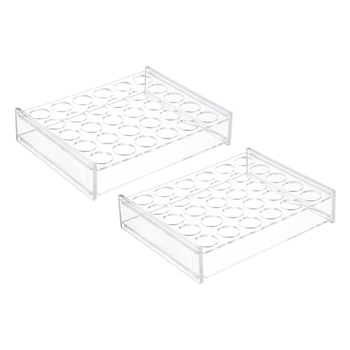 PATIKIL 30 Holes Test Tube Rack, 2Pcs 22.5mm Round Hole Acrylic Test Tube Holder Stand Suitable for 2ml, 3ml Test Tube for Laboratory Centrifugal Tube Scientific Experiments, Clear