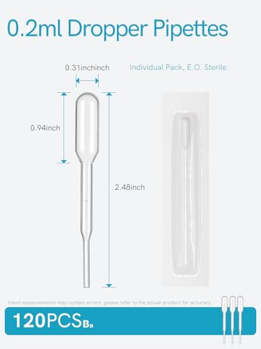0.2mL Sterile Transfer Pipettes 120PCS, Vol. 1mL Disposable Pipettes - size: 0.2ml (Vol. 1mL)
