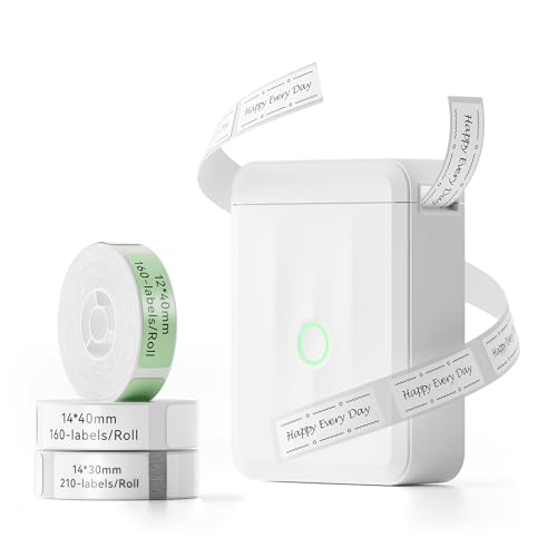 NIIMBOT D110 Upgraded Version Mini Label Maker Machine with 3 Tapes, White - color: White, style: Printer + 3 Tapes