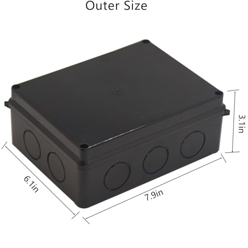 Project Box IP65 Waterproof Dustproof Junction Boxes ABS Plastic DIY Electronic Case, Indoor & Outdoor Electrical Box Power Cord Enclosure Black 200x155x80mm 2pcs - size: 7.9" x 6.1" x 3.1"(2pcs)