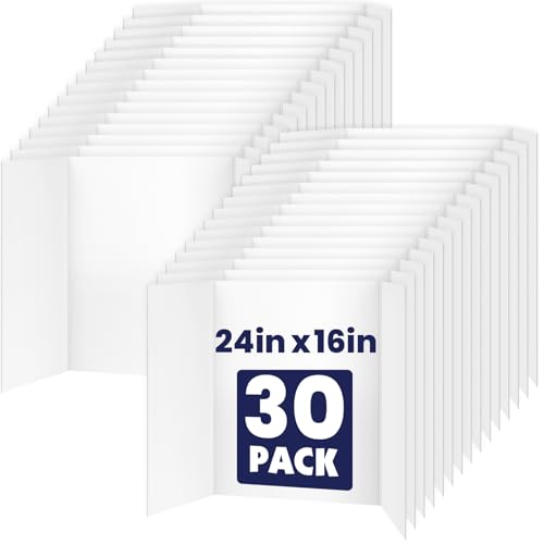 30 Pack White Trifold Poster Board, 16in x 24in Corrugated Project Board - size: 16''x24''-30P