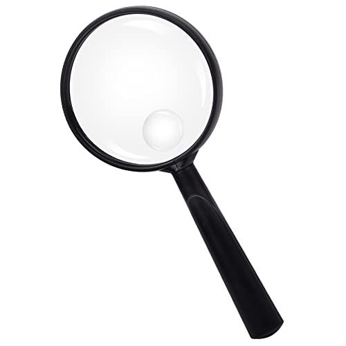 Feosky Handheld Reading Magnifier, 10X Magnifier, 75mm Shatterproof Lens, Adults Close Work Non-Slip Handle for Seniors Reading and Nature Exploration(Black) - color: Black, size: 75mm
