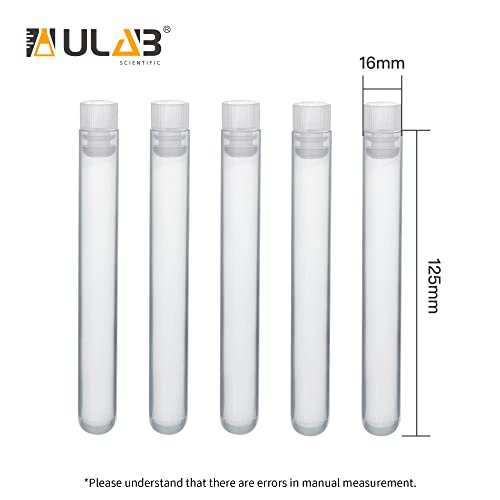ULAB Plastic Test Tubes with Flange Stoppers, 50pcs of Dia.16x125mm Party Tubes, Nature Color, 50pcs PE Flange Stoppers, Dia.16mm, Nature Color, UTT1015 - style: Nature Color