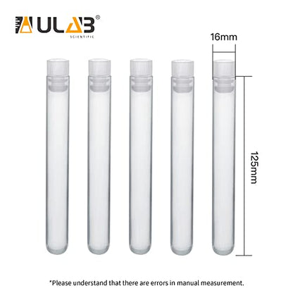 ULAB Plastic Test Tubes with Flange Stoppers, 50pcs of Dia.16x125mm Party Tubes, Nature Color, 50pcs PE Flange Stoppers, Dia.16mm, Nature Color, UTT1015 - style: Nature Color