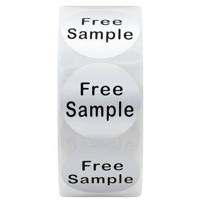 Hybsk Free Sample Stickers 1 Inch Round Retail Store Sale Displays Adhesive Labels for Inventory Control Total 500 Per Roll (Silver) - color: Silver