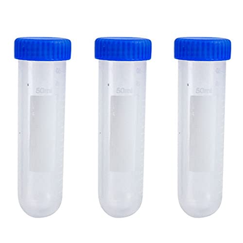 3Pcs Clear 50ml Centrifuge Tubes Set Lab Test Container Graduated Scales Anti-Leaking Screw Cap for Student Experiment Centrifuge Tubes 50ml Flat Round Bottom