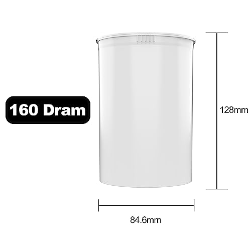 Dragon Chewer 160 Dram CR Plastic Packaging Pop Top Containers - Child Resistant Travel Holder Vial Bottles - 33 qty (White) - color: White