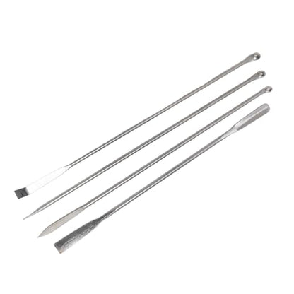 Laboratory Spatula Set 4 Pcs 304 Stainless Steel Micro Spatula Double Ended Mixing Spoon Long Handle for Lab Reagent Sampling Powders Liquids, Flannel Storage Bag Included