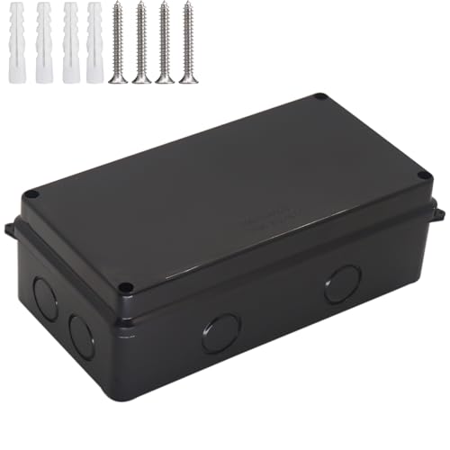 Outdoor Waterproof Box,Junction Box Reserved Holes IP65 ABS Plastic Electrical Boxes Power Cord Enclosure Project Box Black Outer Size 7.9 x 3.9 x 2.8 inch(200x100x70mm) - size: 7.9" x 3.9" x 2.8"
