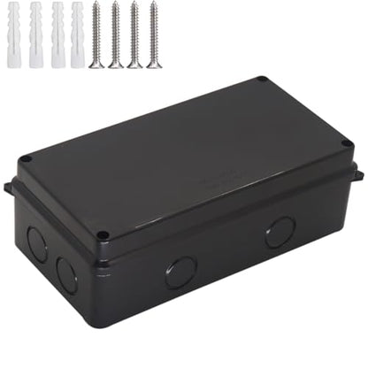Outdoor Waterproof Box,Junction Box Reserved Holes IP65 ABS Plastic Electrical Boxes Power Cord Enclosure Project Box Black Outer Size 7.9 x 3.9 x 2.8 inch(200x100x70mm) - size: 7.9" x 3.9" x 2.8"