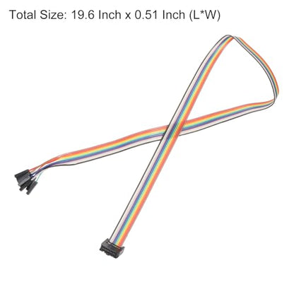 MECCANIXITY 2 Pcs IDC Rainbow Wire Flat Ribbon Cable FC-Female to 10P 19.6 Inch Length 2.54mm Pitch Breadboard Jumper Wires for Electronic Projects - size: 19.6 Inch, style: 10 Pin