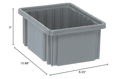 Quantum Storage DG91050 Dividable Grid Heavy Duty Part Organizer Bins - 10-7/8" x 8-1/4" x 5" - 20 Pack - color: Gray